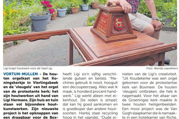 Regio geniet van houtkunstwerken Ligi Hermans