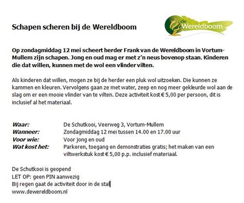 Schapen scheren bij de Wereldboom